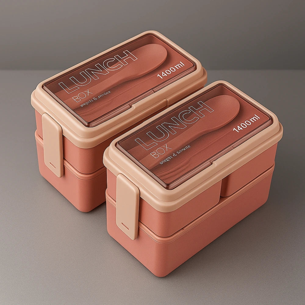 Kit de Marmiteiras com 3 Compartimentos e Porta Talheres (1400ml)